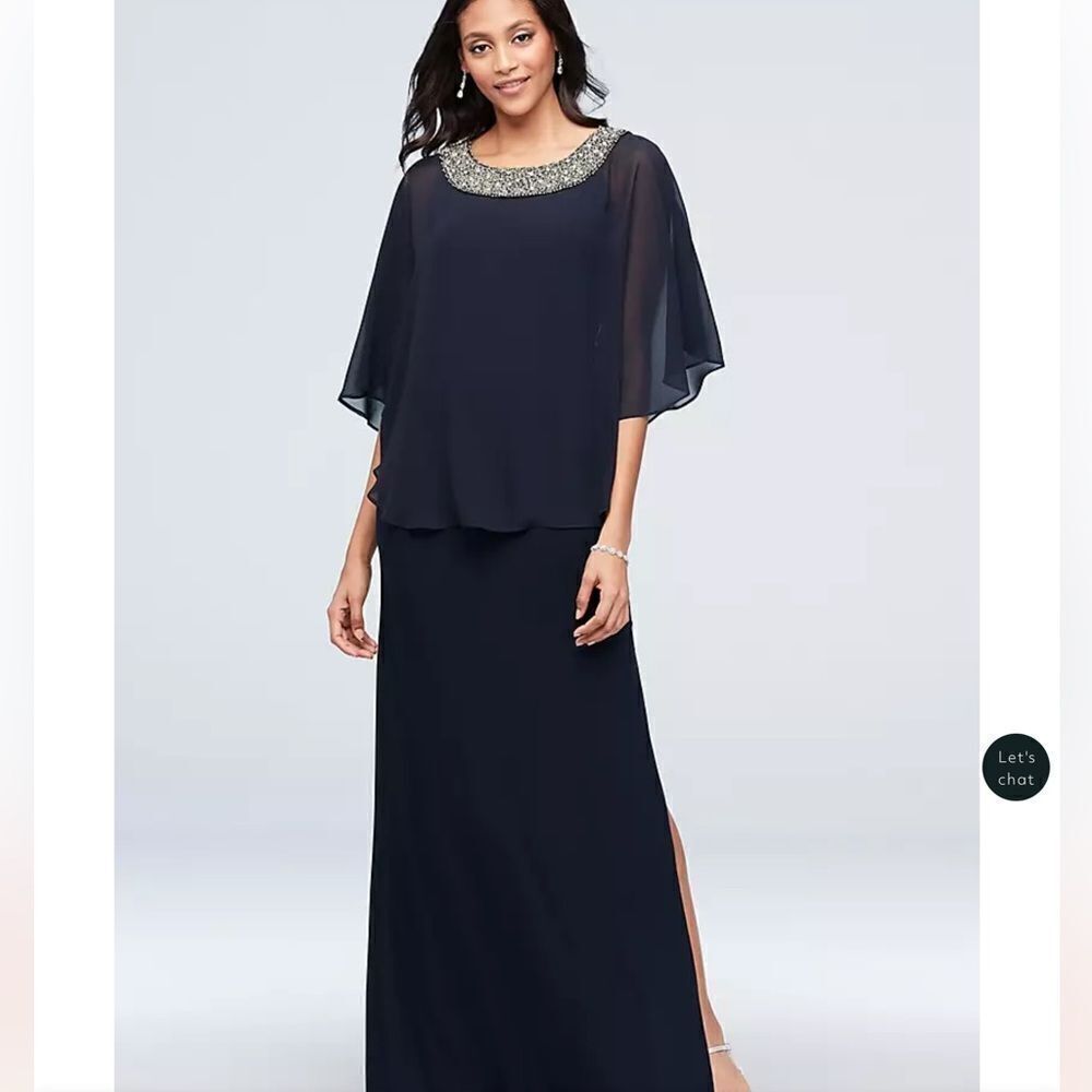 R & M Richards Collection Beaded Neck Mother Of The Bride Gown Black Sz 10